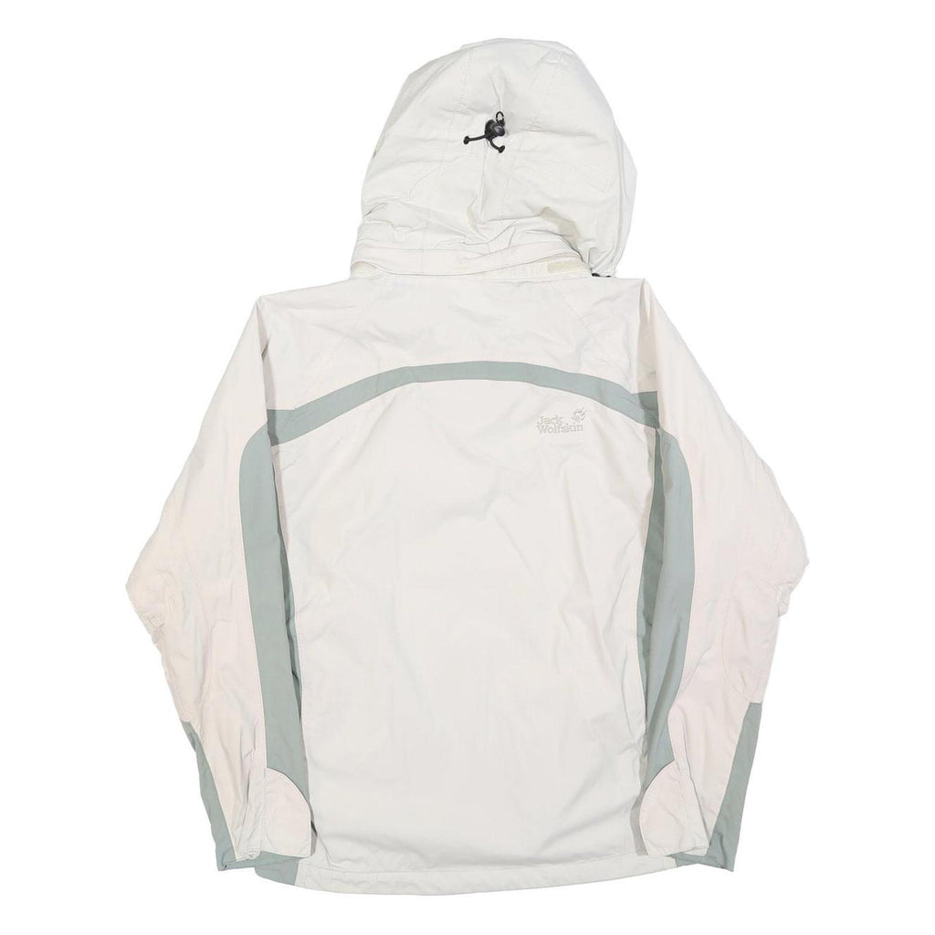 JACK WOLFSKIN Womens White & Grey Outdoor Jacket M Polyester Zip Hooded