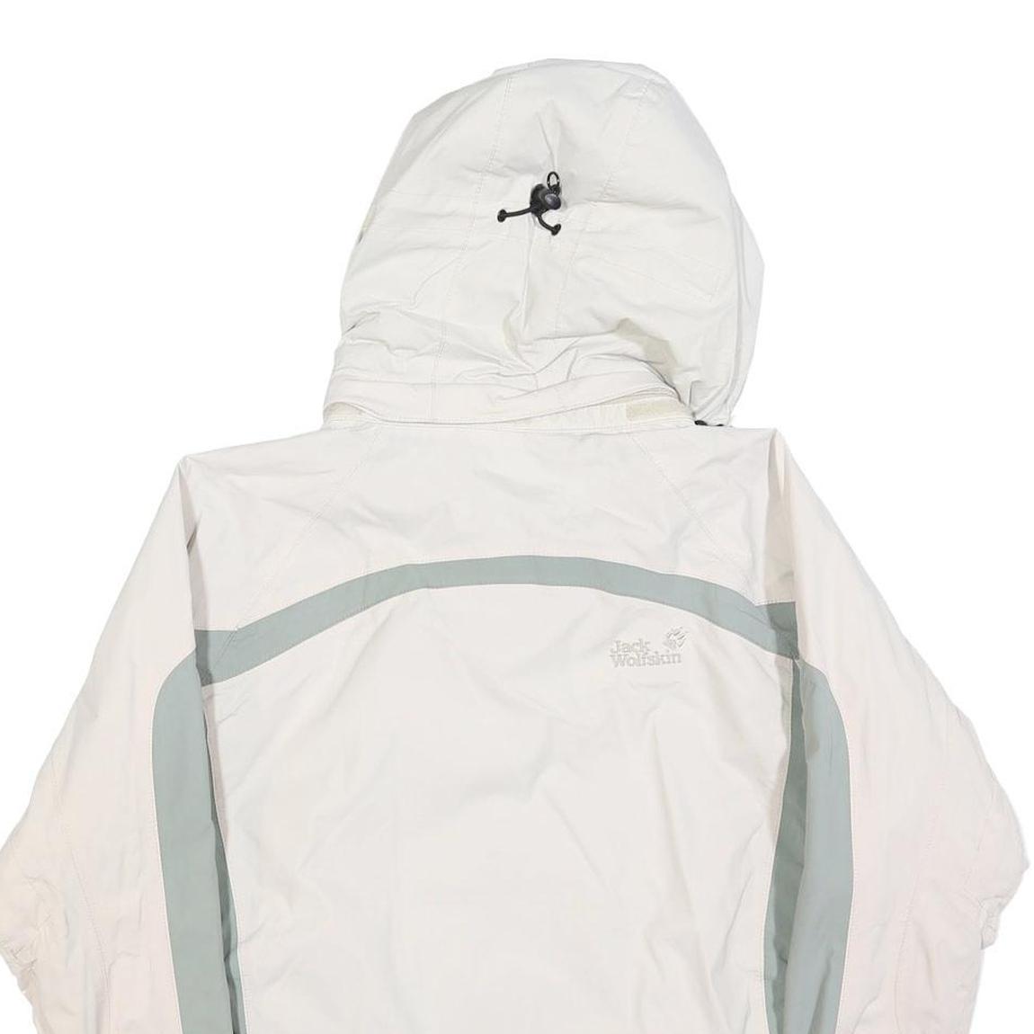 JACK WOLFSKIN Womens White & Grey Outdoor Jacket M Polyester Zip Hooded