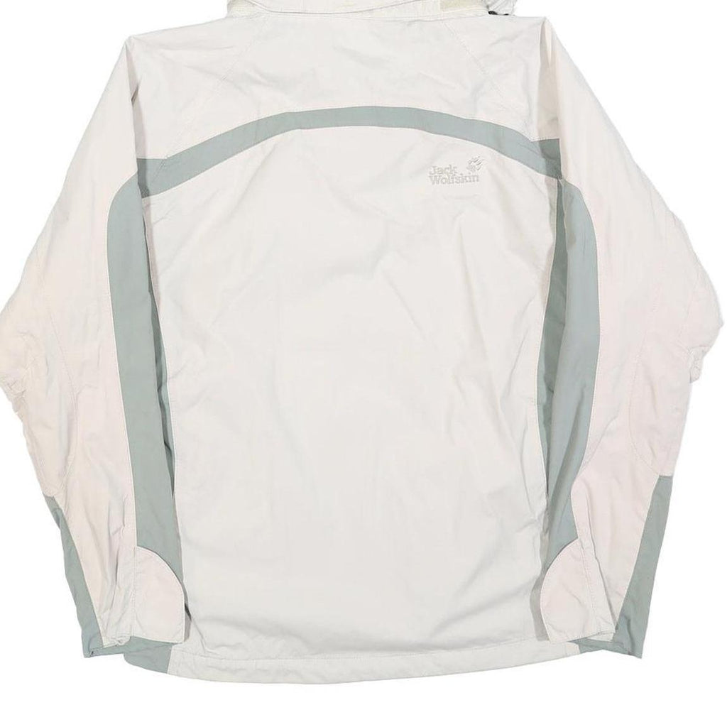 JACK WOLFSKIN Womens White & Grey Outdoor Jacket M Polyester Zip Hooded