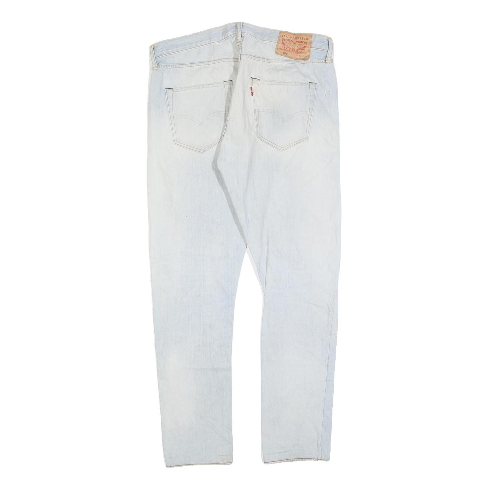 Levis 501 Mens Blue Regular Straight Denim Cotton Blend Light W33 L29 Button Fly