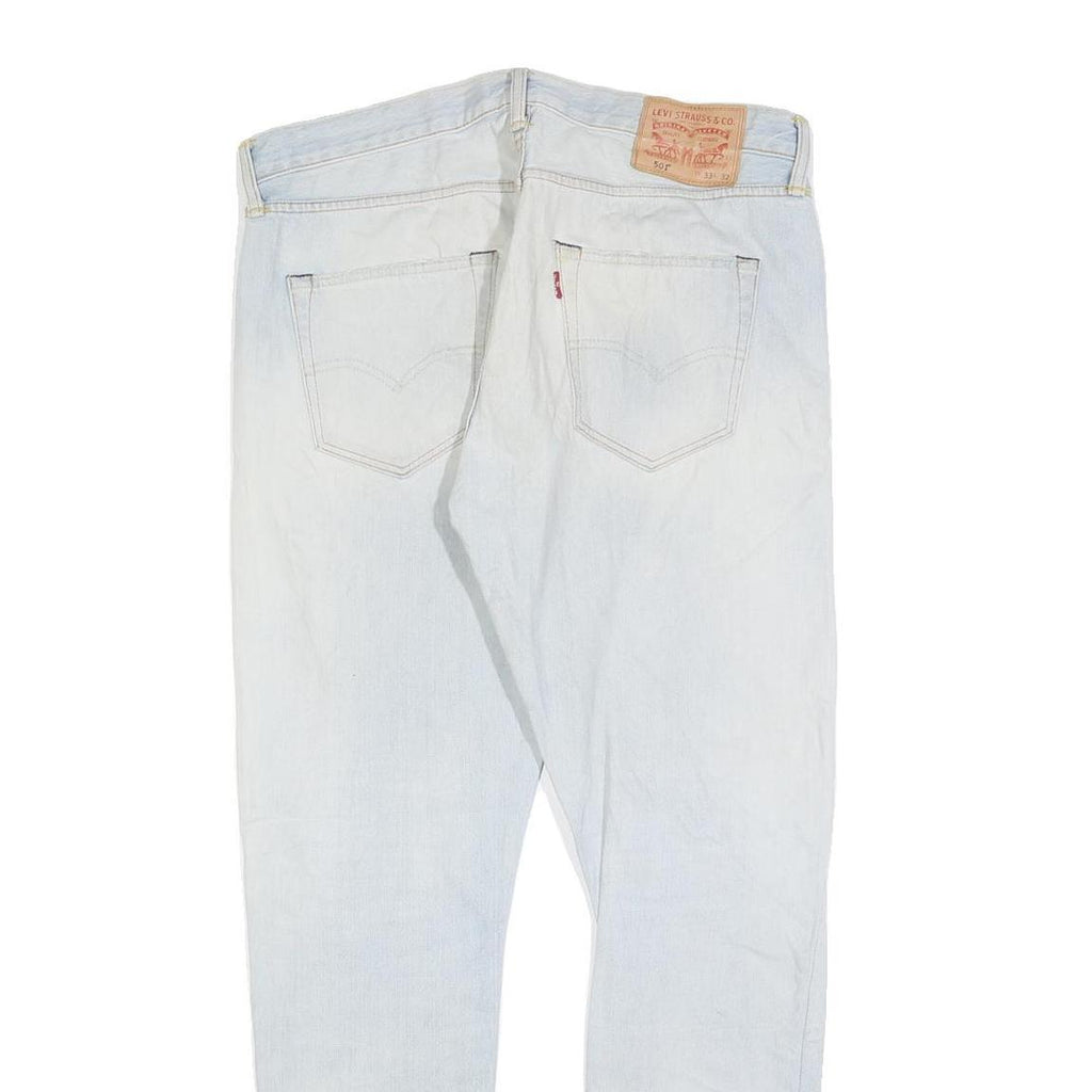 Levis 501 Mens Blue Regular Straight Denim Cotton Blend Light W33 L29 Button Fly