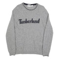 TIMBERLAND Mens Grey Jumper Plain Crew Neck Basic Knit L Wool Blend Casual