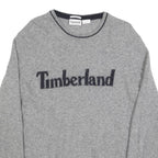 TIMBERLAND Mens Grey Jumper Plain Crew Neck Basic Knit L Wool Blend Casual