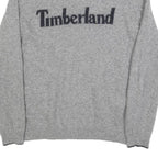 TIMBERLAND Mens Grey Jumper Plain Crew Neck Basic Knit L Wool Blend Casual