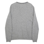 TIMBERLAND Mens Grey Jumper Plain Crew Neck Basic Knit L Wool Blend Casual
