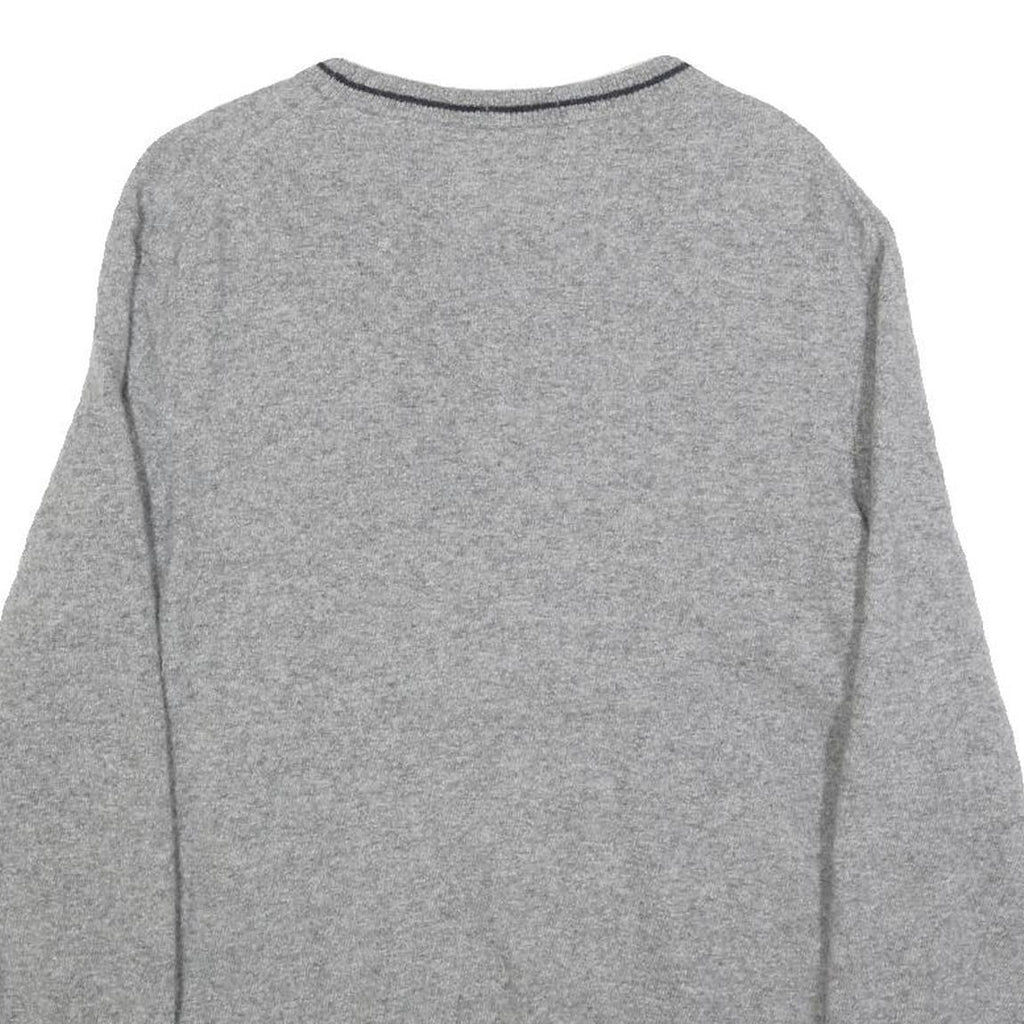 TIMBERLAND Mens Grey Jumper Plain Crew Neck Basic Knit L Wool Blend Casual