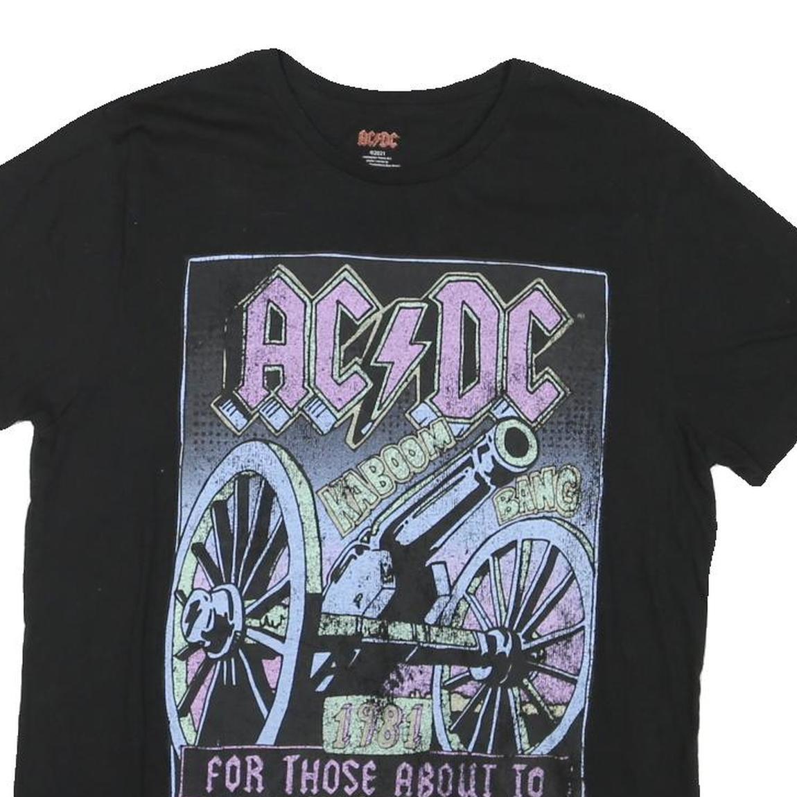 ACDC Mens Black Graphic T-Shirt L Short Sleeve Crew Neck Rock Band Cotton Blend