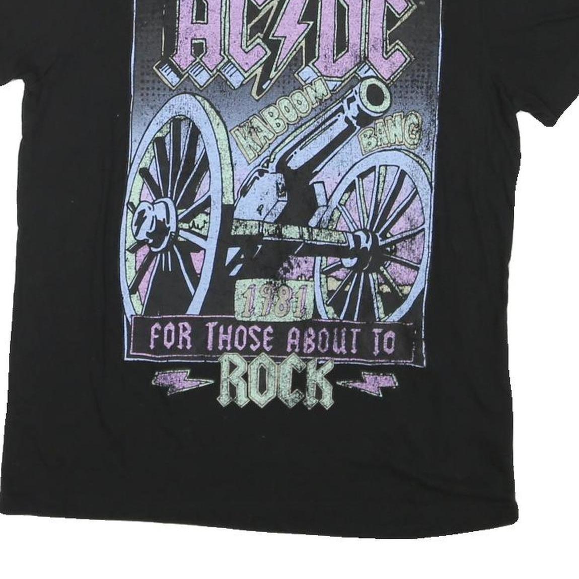 ACDC Mens Black Graphic T-Shirt L Short Sleeve Crew Neck Rock Band Cotton Blend