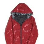 DESIGUAL Girls Red Zip Jacket 14Y Polyester Blend Hooded Love Pattern