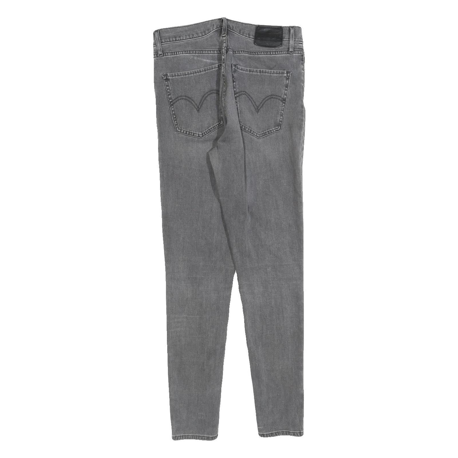 LEVI'S Womens Slim Fit Skinny Jeans Grey Denim W28 L28 Cotton Blend Zip