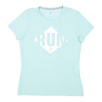 ODLO Womens Blue Run Graphic T-Shirt XS Short Sleeve Crew Neck Activewear