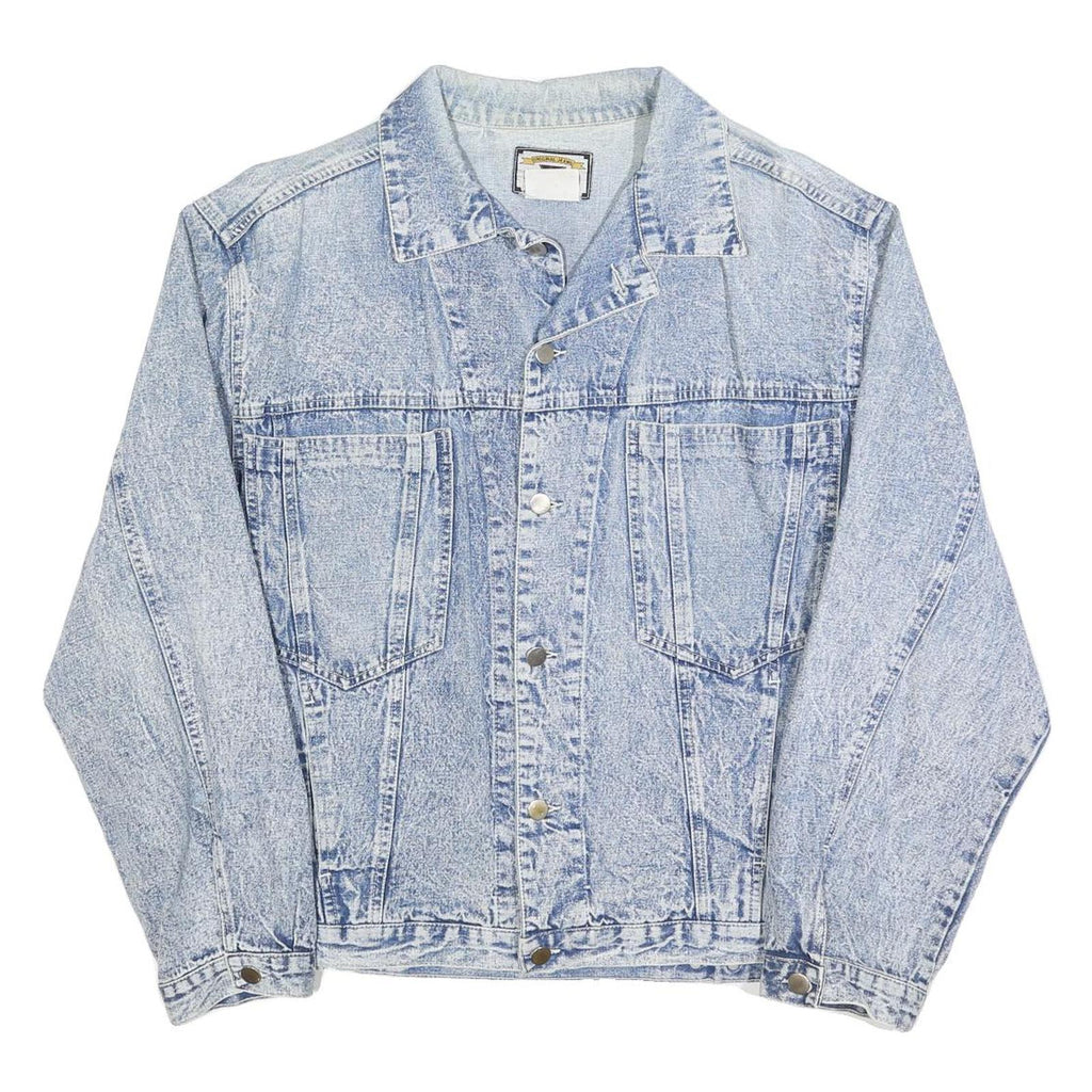 OXYGEN Mens Blue Denim Jacket M Cotton Button Closure Classic Fit Casual