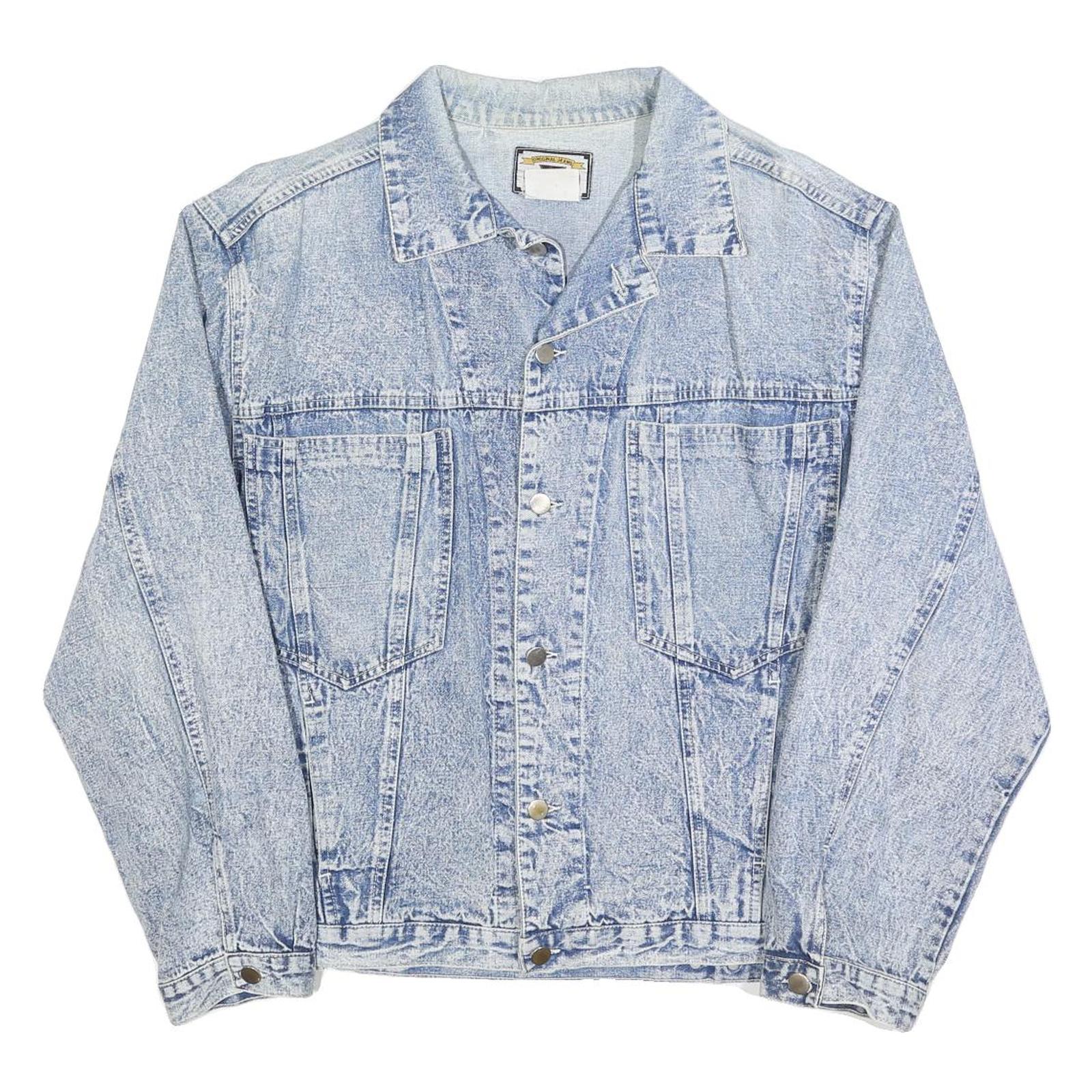 OXYGEN Mens Blue Denim Jacket M Cotton Button Closure Classic Fit Casual