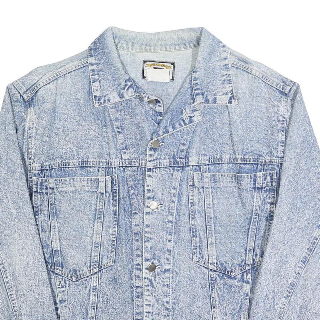 OXYGEN Mens Blue Denim Jacket M Cotton Button Closure Classic Fit Casual