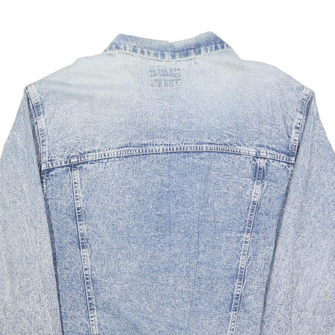 OXYGEN Mens Blue Denim Jacket M Cotton Button Closure Classic Fit Casual