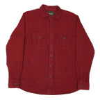 EDDIE BAUER Mens Red Cotton Blend Shirt L Button Pockets Casual Long Sleeve