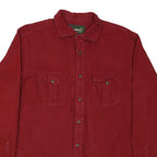 EDDIE BAUER Mens Red Cotton Blend Shirt L Button Pockets Casual Long Sleeve