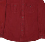 EDDIE BAUER Mens Red Cotton Blend Shirt L Button Pockets Casual Long Sleeve