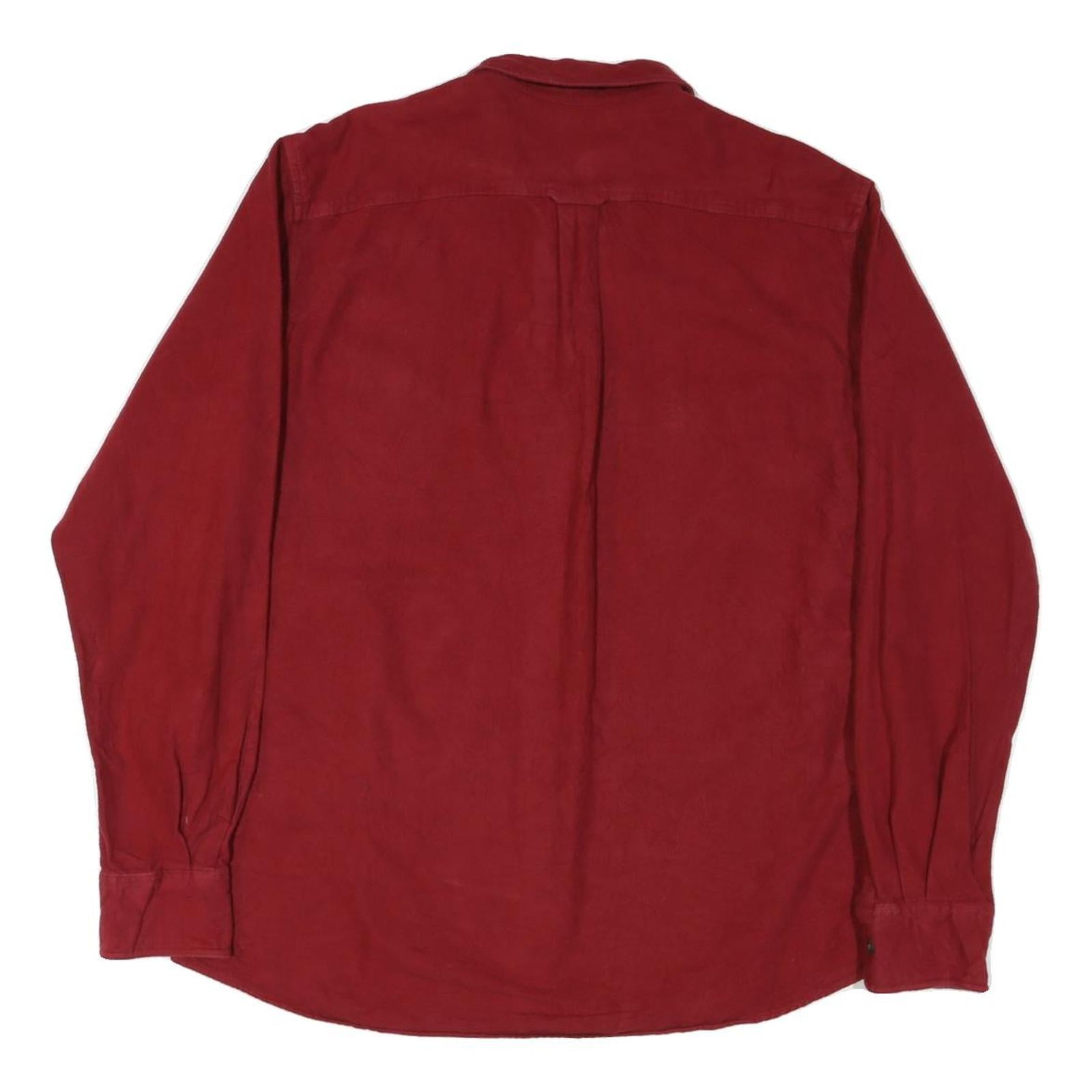 EDDIE BAUER Mens Red Cotton Blend Shirt L Button Pockets Casual Long Sleeve