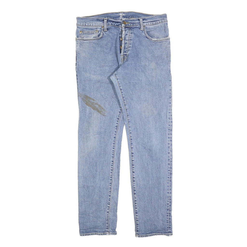 CARHARTT Mens Slim Blue Denim Jeans Button W33 L32 Classic Fit