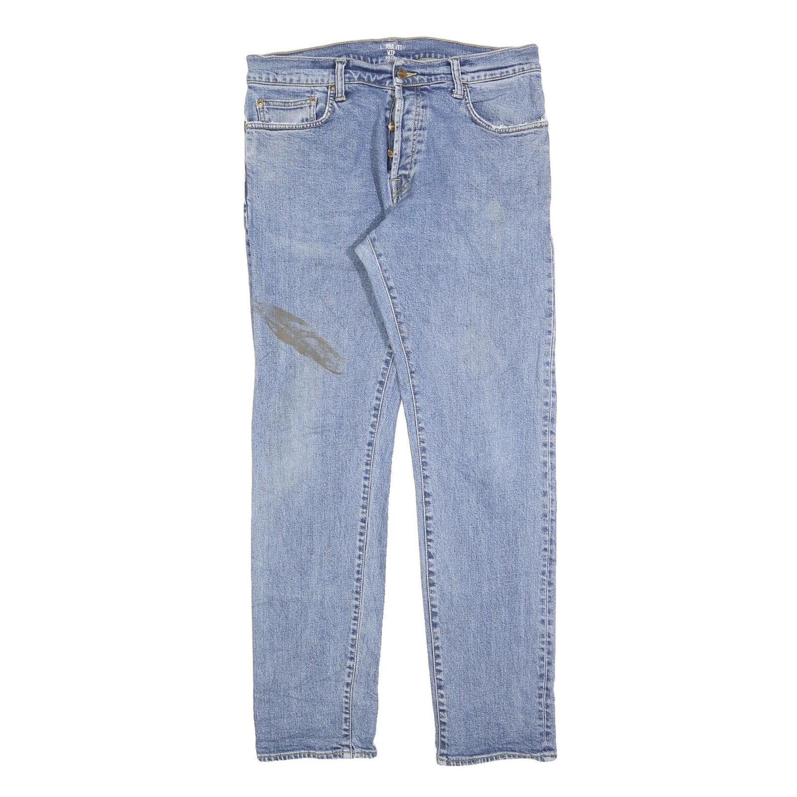 CARHARTT Mens Slim Blue Denim Jeans Button W33 L32 Classic Fit