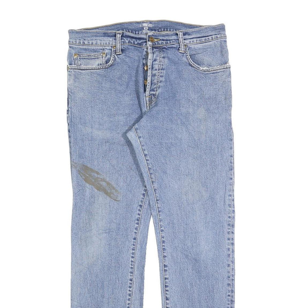CARHARTT Mens Slim Blue Denim Jeans Button W33 L32 Classic Fit