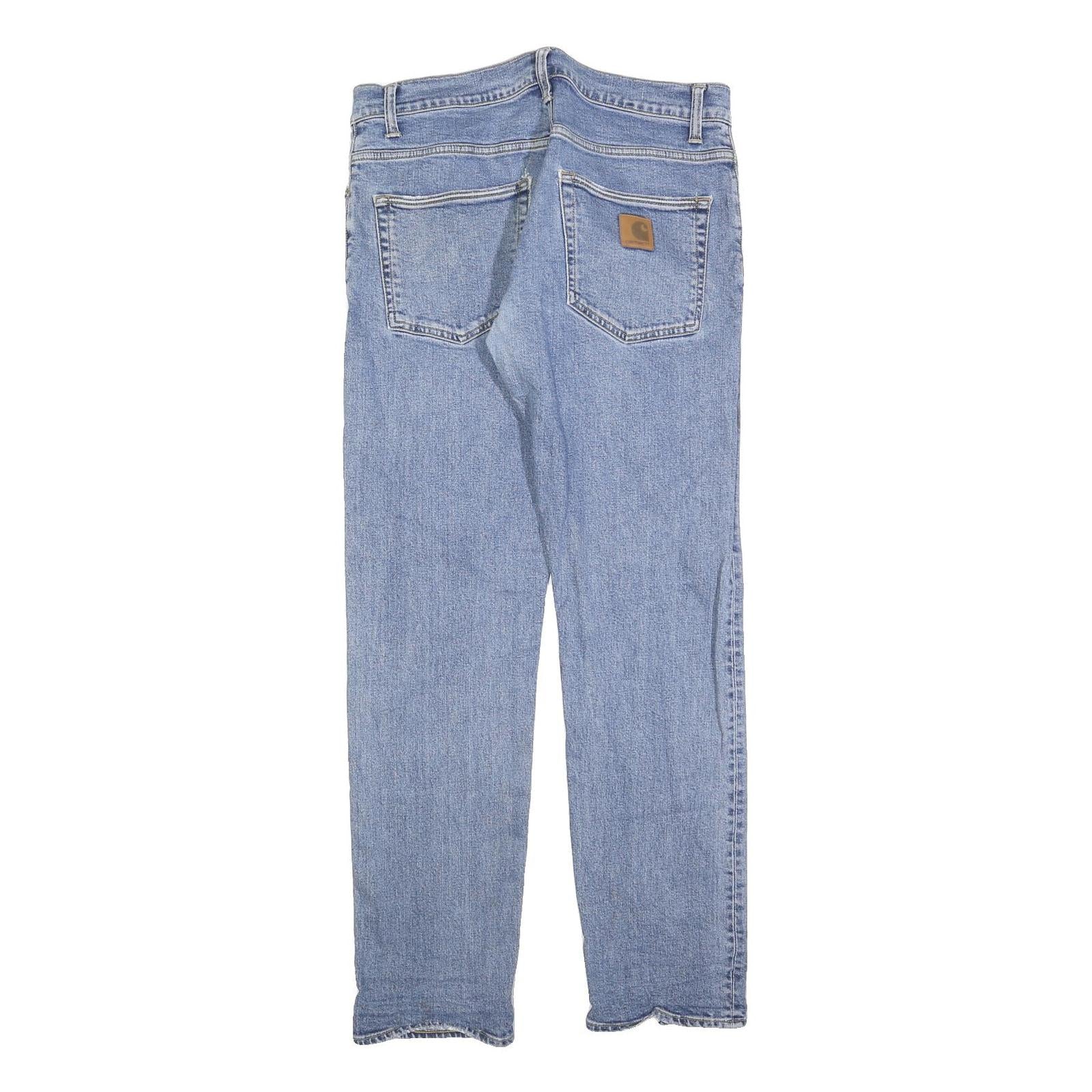 CARHARTT Mens Slim Blue Denim Jeans Button W33 L32 Classic Fit