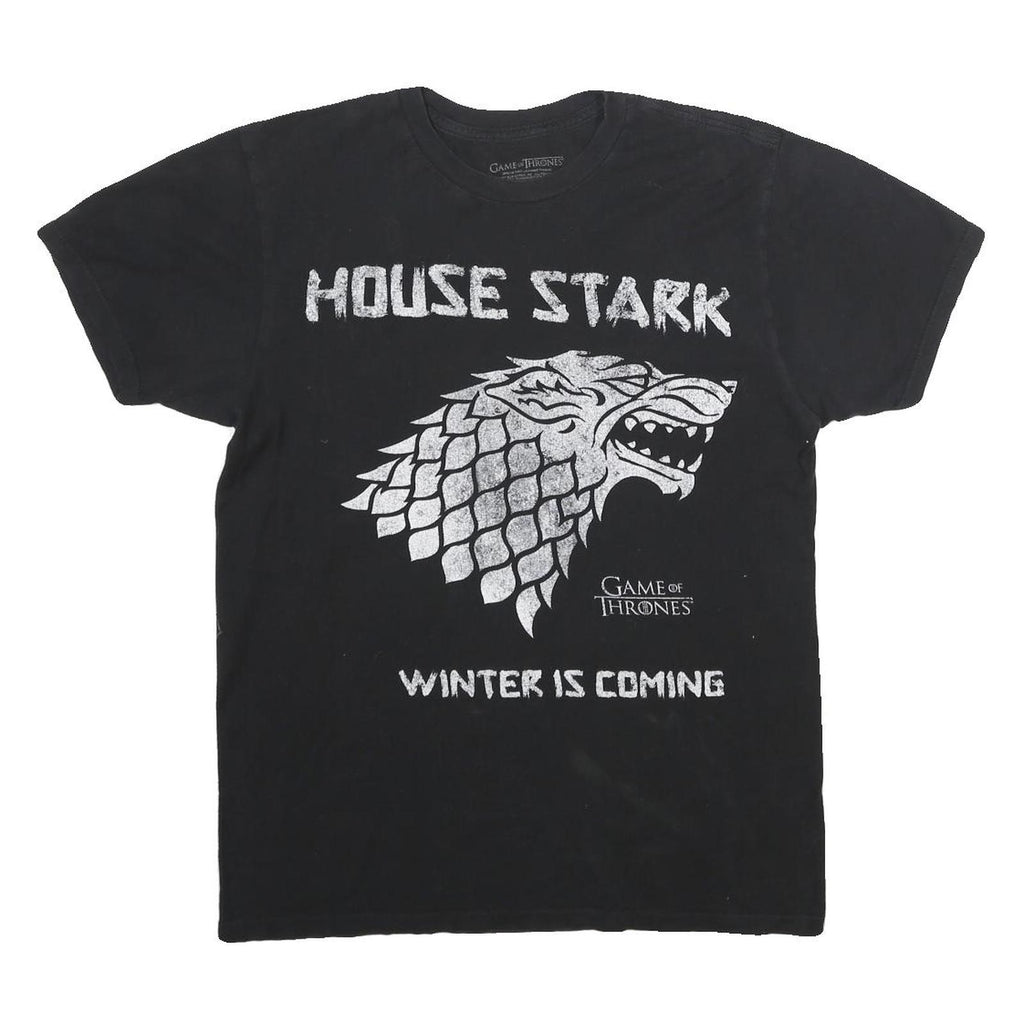GAME OF THRONES Mens Black House Stark Winter Is Coming Graphic T-Shirt M Short