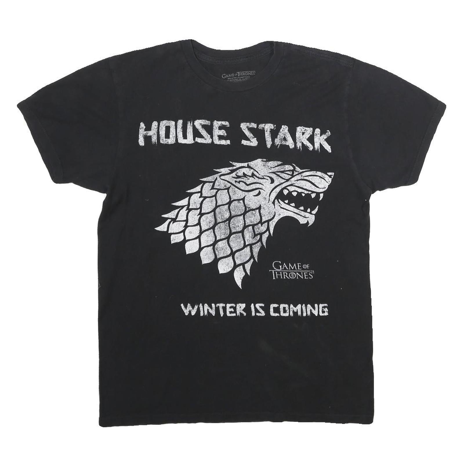 GAME OF THRONES Mens Black House Stark Winter Is Coming Graphic T-Shirt M Short