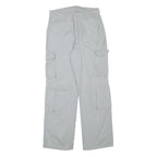 Mens Cotton Blend Relaxed Cargo Trousers Light Grey W28 L29 Durable Zip Fit