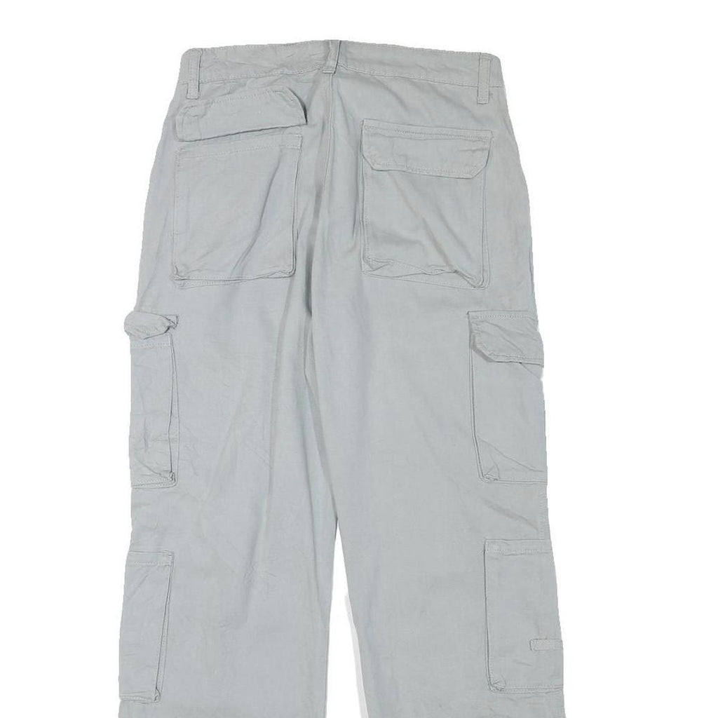Mens Cotton Blend Relaxed Cargo Trousers Light Grey W28 L29 Durable Zip Fit
