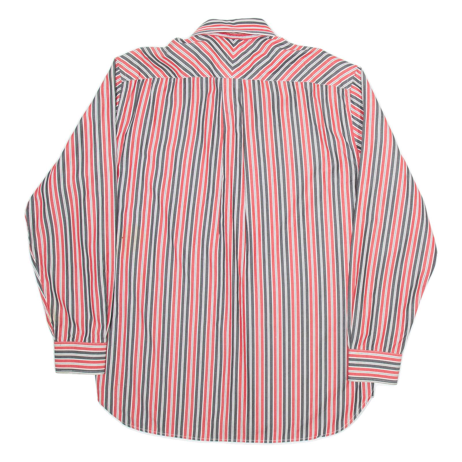 TOMMY HILFIGER Mens Shirt Red Striped Long Sleeve L
