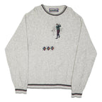 SHENANDOAH Mens Grey Golf Patterned Crew Neck Basic Knit XL Cotton Blend Jumper