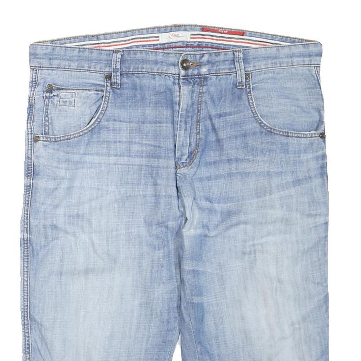 S.OLIVER Mens Shorts Blue Denim L W38 Casual Cotton Blend Regular Fit Zip Pocket