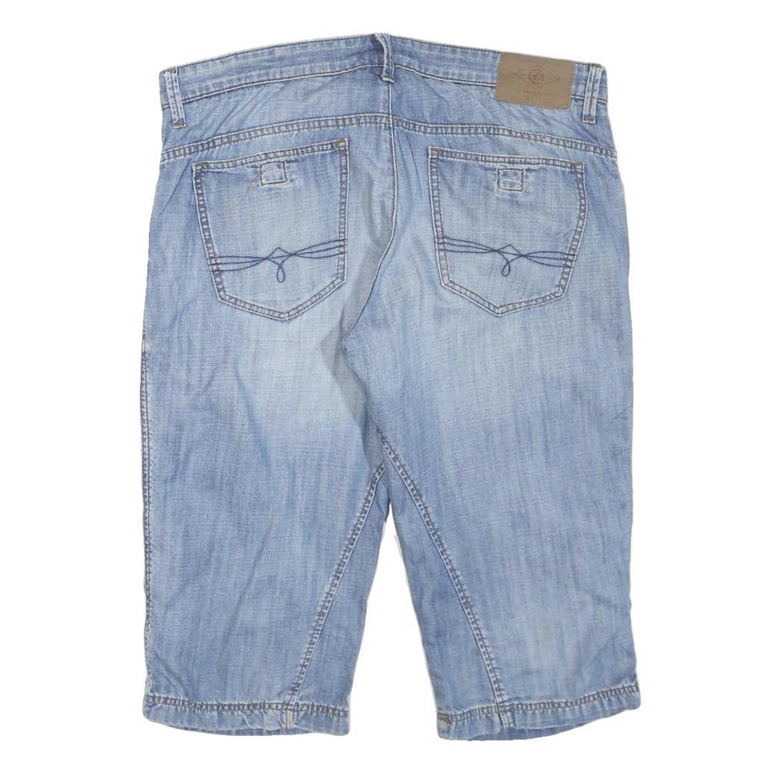 S.OLIVER Mens Shorts Blue Denim L W38 Casual Cotton Blend Regular Fit Zip Pocket
