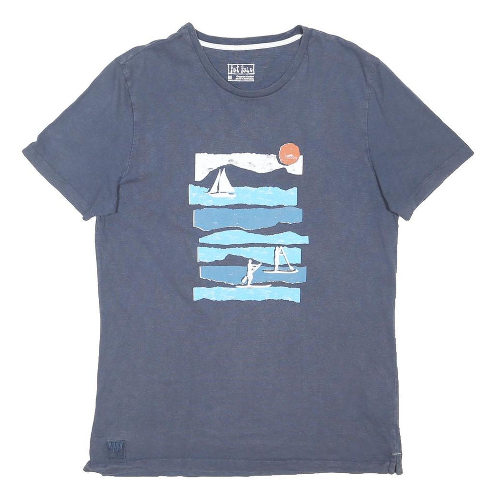 FAT FACE Mens Blue Graphic T-Shirt M Short Sleeve Crew Neck Cotton Blend Casual