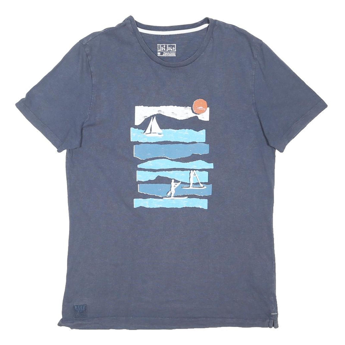 FAT FACE Mens Blue Graphic T-Shirt M Short Sleeve Crew Neck Cotton Blend Casual