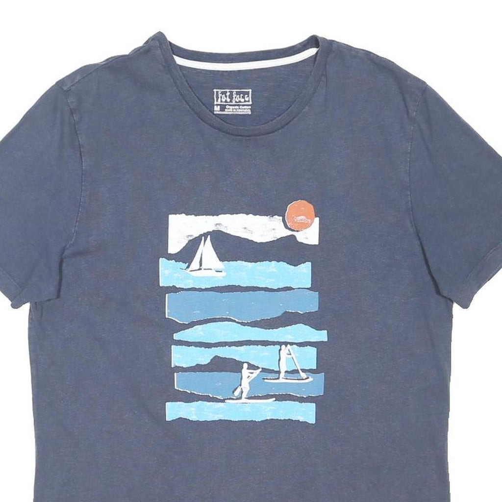FAT FACE Mens Blue Graphic T-Shirt M Short Sleeve Crew Neck Cotton Blend Casual