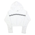 ADIDAS Womens White Cotton Blend Pullover Hoodie UK 10 Cropped Logo Tape