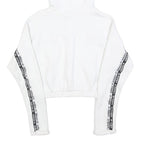 ADIDAS Womens White Cotton Blend Pullover Hoodie UK 10 Cropped Logo Tape
