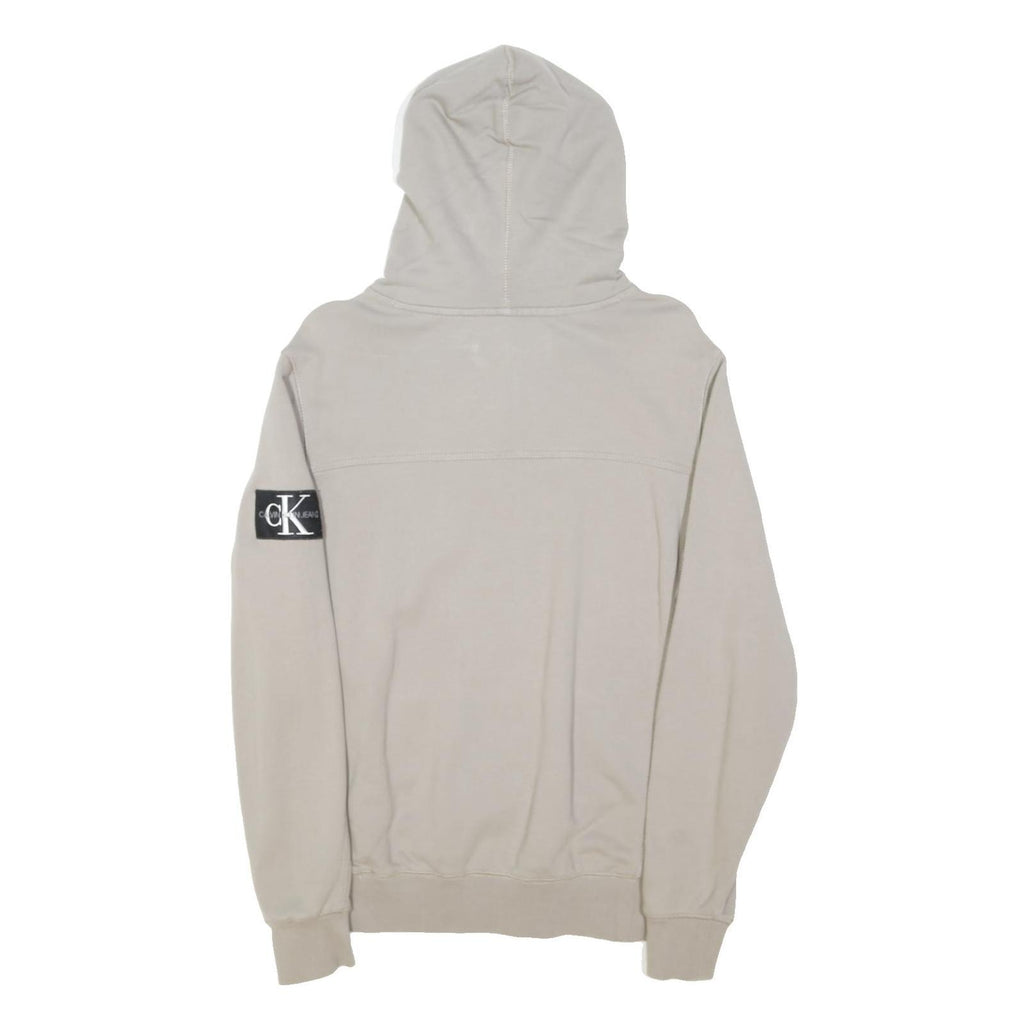 CALVIN KLEIN JEANS Womens Beige Hoodie XXS Plain Pullover Cotton Blend