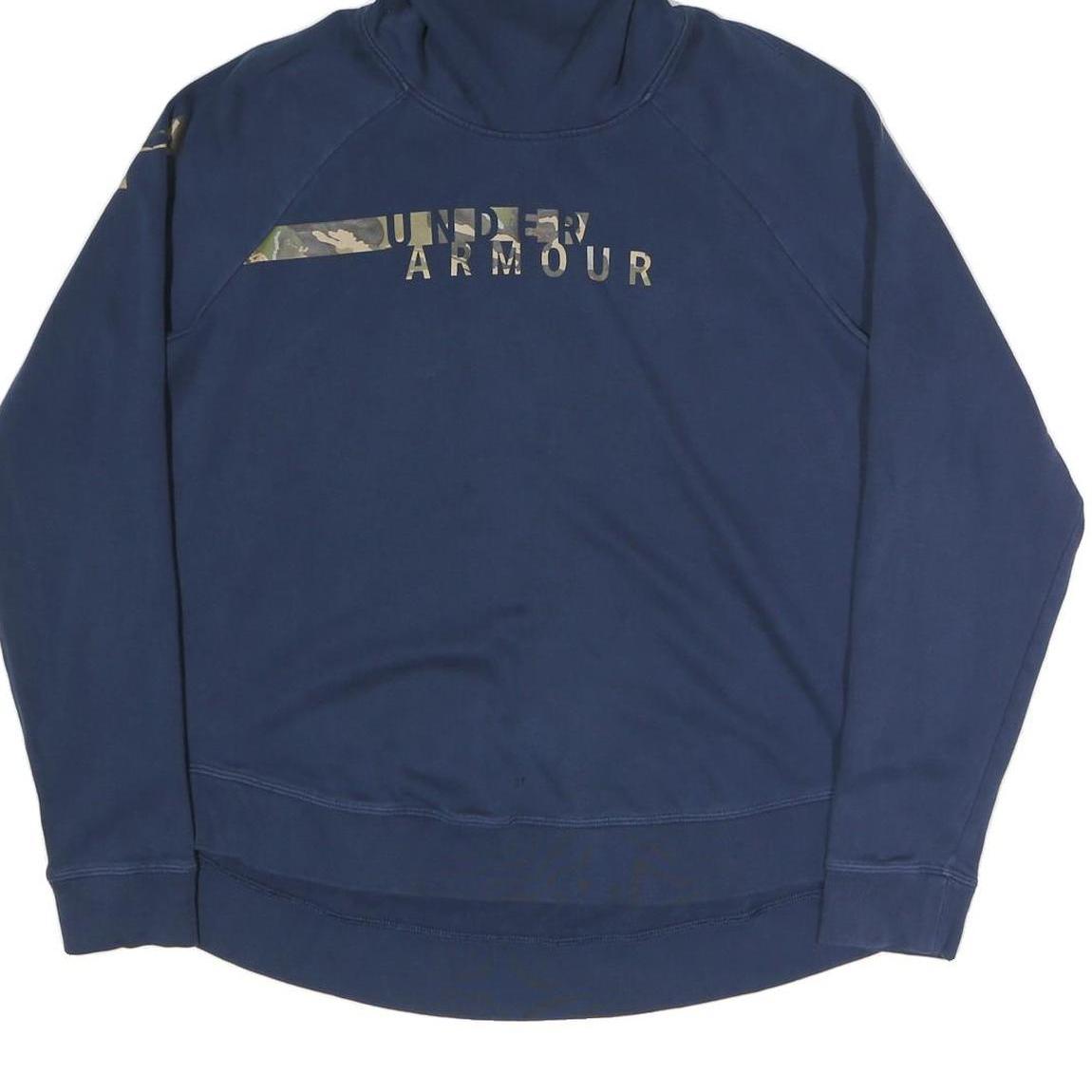 UNDER ARMOUR Womens Navy Blue Cotton Blend Hoodie XL Camo Logo Pullover