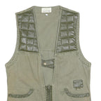 BUSH LINE Mens Green Cotton Blend Button Waistcoat M Casual Utility Vest