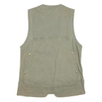 BUSH LINE Mens Green Cotton Blend Button Waistcoat M Casual Utility Vest