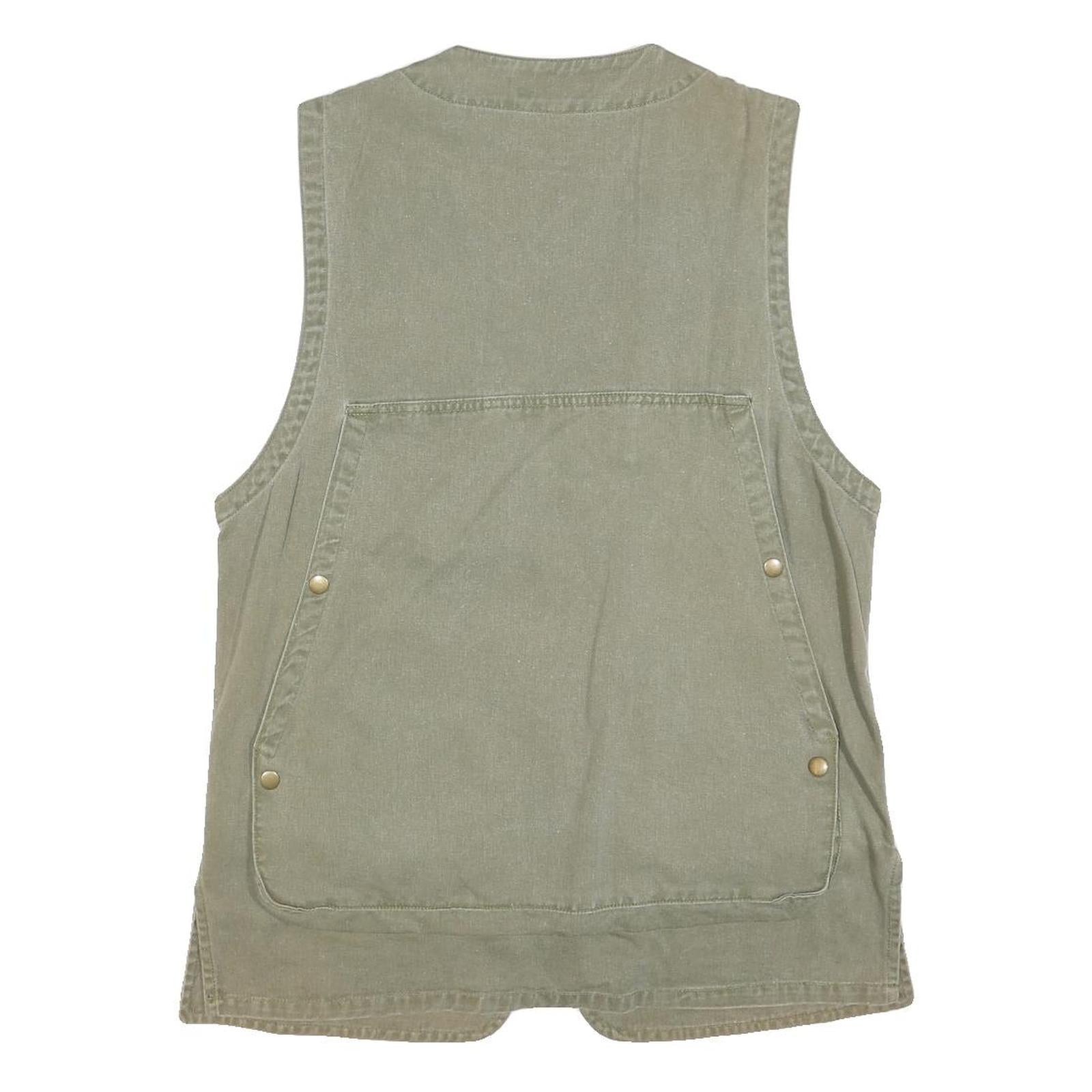 BUSH LINE Mens Green Cotton Blend Button Waistcoat M Casual Utility Vest