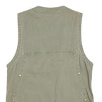 BUSH LINE Mens Green Cotton Blend Button Waistcoat M Casual Utility Vest