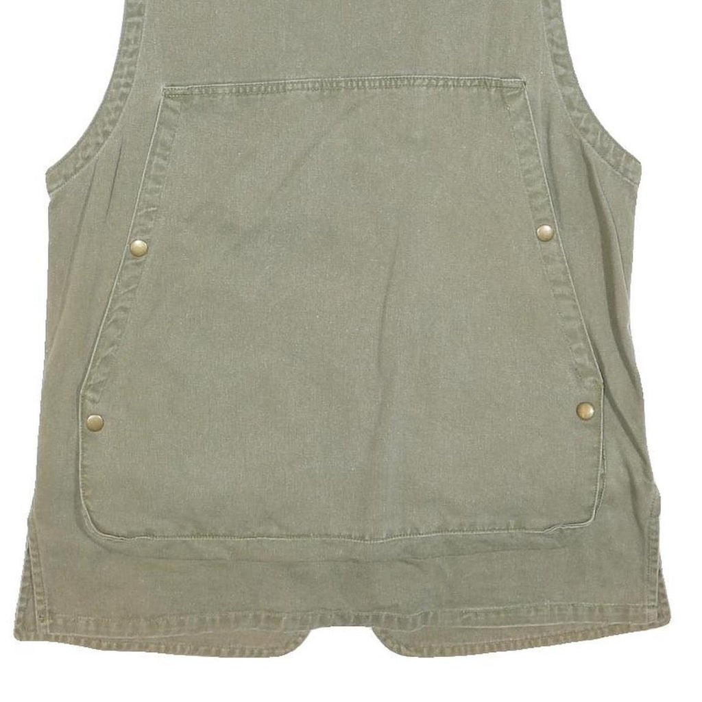 BUSH LINE Mens Green Cotton Blend Button Waistcoat M Casual Utility Vest