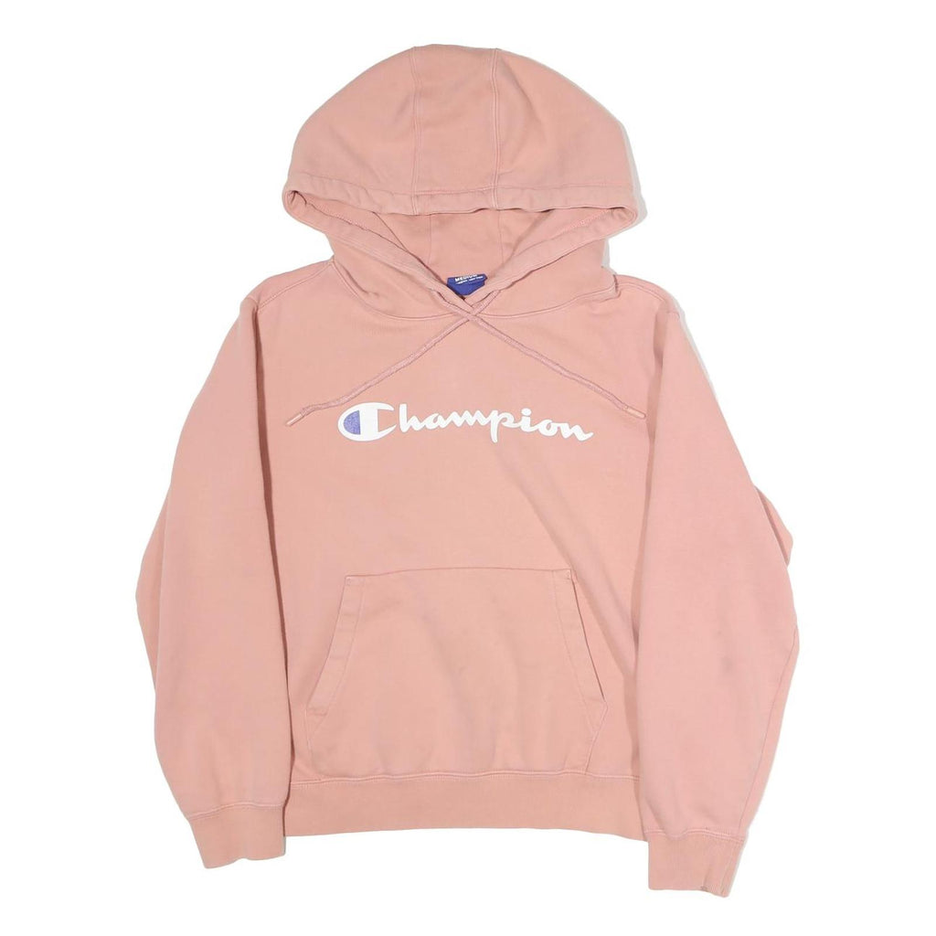 CHAMPION Womens Pink Hoodie M Vintage Logo Pullover Casual Sweat Top