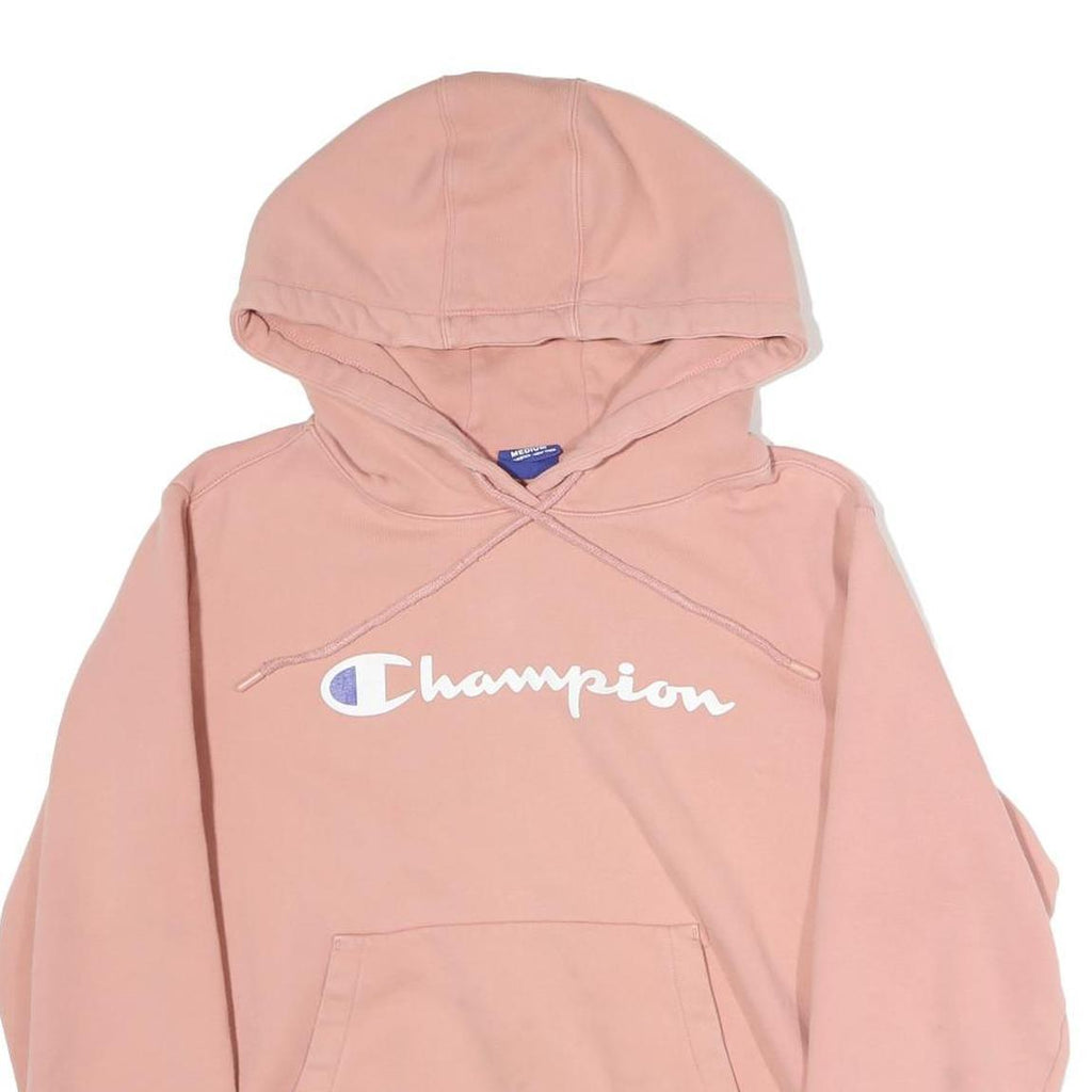 CHAMPION Womens Pink Hoodie M Vintage Logo Pullover Casual Sweat Top