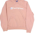 CHAMPION Womens Pink Hoodie M Vintage Logo Pullover Casual Sweat Top